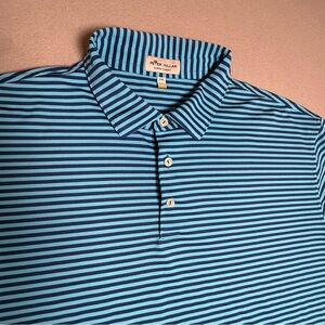 Peter Millar Summer Comfort Mens Blue Striped Polo Shirt Size XXL